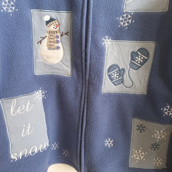 Women's Accent Collection Snowman Design Fleece Zippered Jacket Size Medium - Picture 5 of 7